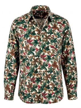 Northern Reflections 1990's Botanical Leaf Print Casual Shirt